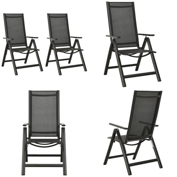 Hopfällbara trädgårdsstolar 2 st textilen och aluminium svart - Trädgårdsstol - Trädgårdsstolar - Home & Living