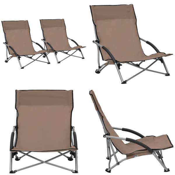 Hopfällbara strandstolar 2 st taupe tyg - Strandstol - Strandstolar - Home & Living