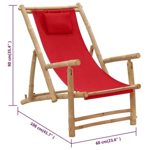 Solstol bambu och kanvas röd - Solstol - Solstolar - Home & Living