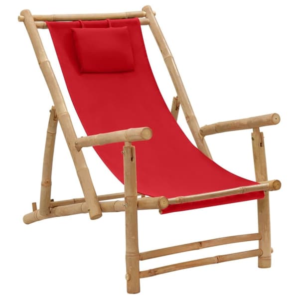 Solstol bambu och kanvas röd - Solstol - Solstolar - Home & Living