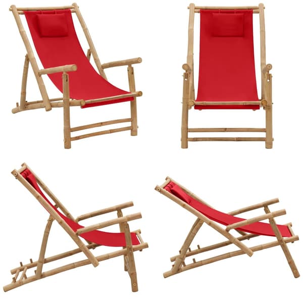 Solstol bambu och kanvas röd - Solstol - Solstolar - Home & Living