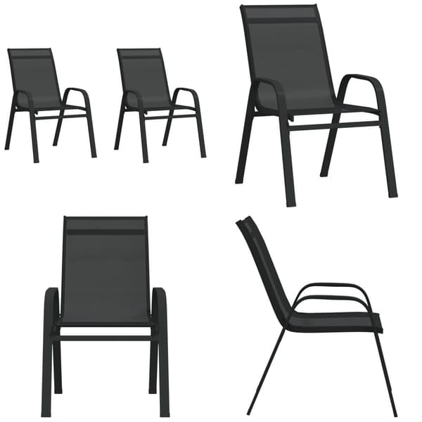 Stapelbara trädgårdsstolar 2 st svart textilentyg - Stapelbara Stolar - Stapelbar Stol - Home & Living