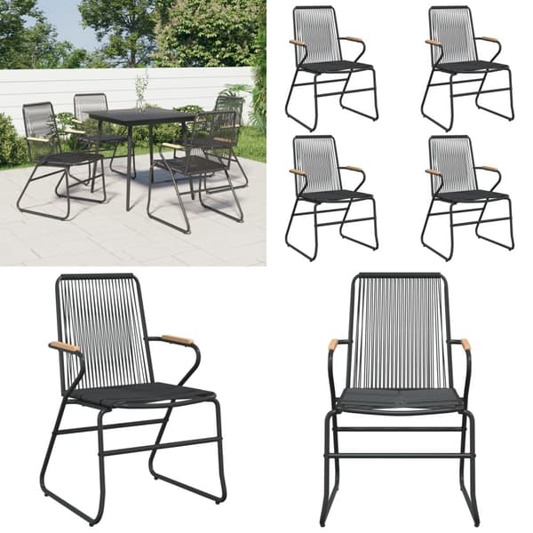 Havestole 4 stk. 58x59x85,5 cm PVC-rattan sort - Havestol - Havestole - Home & Living