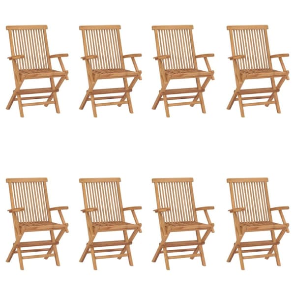 Hopfällbara trädgårdsstolar 8 st massiv teak - Utestol - Utestolar - Home & Living