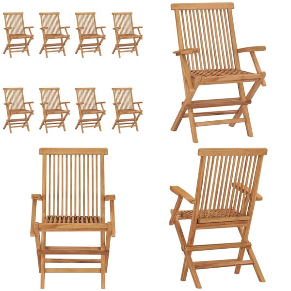 Hopfällbara trädgårdsstolar 8 st massiv teak - Utestol - Utestolar - Home & Living