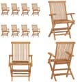 Miniatyrbild 1 av 10: Hopfällbara trädgårdsstolar 8 st massiv teak - Utestol - Utestolar - Home & Living