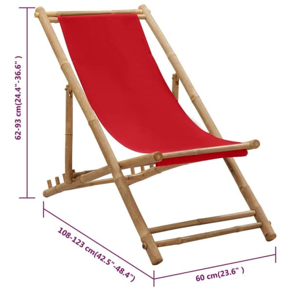 Strandstol bambus og lærred rød - Strandstol - Strandstole - Home & Living