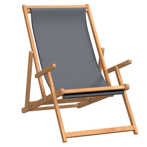 Hopfällbar strandstol massiv teak grå - Strandstol - Strandstolar - Home & Living