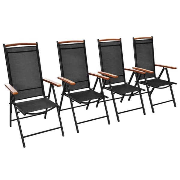 Foldbare havestole 4 stk. Aluminium og textilene sort - Sammenklappelig Stol - Sammenklappelige Stole - Home & Living