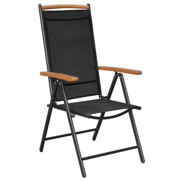 Foldbare havestole 4 stk. Aluminium og textilene sort - Sammenklappelig Stol - Sammenklappelige Stole - Home & Living