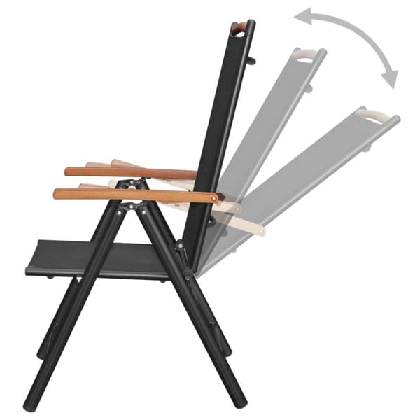 Foldbare havestole 4 stk. Aluminium og textilene sort - Sammenklappelig Stol - Sammenklappelige Stole - Home & Living
