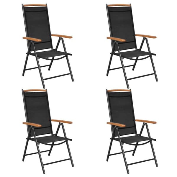 Foldbare havestole 4 stk. Aluminium og textilene sort - Sammenklappelig Stol - Sammenklappelige Stole - Home & Living