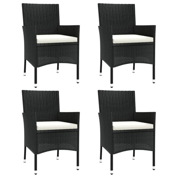 Havestole med hynder 4 stk. Polyrattan sort - Havestol - Havestole - Home & Living