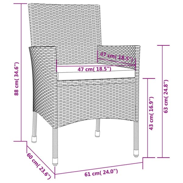 Havestole med hynder 4 stk. Polyrattan sort - Havestol - Havestole - Home & Living