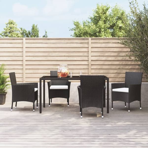 Havestole med hynder 4 stk. Polyrattan sort - Havestol - Havestole - Home & Living