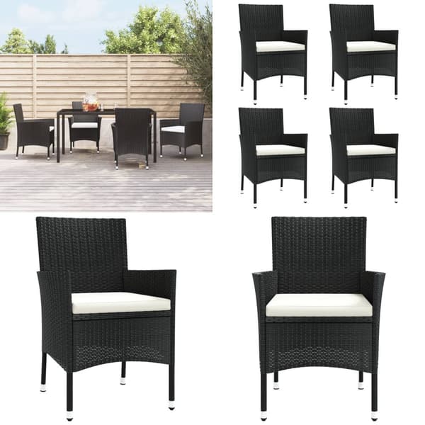 Havestole med hynder 4 stk. Polyrattan sort - Havestol - Havestole - Home & Living