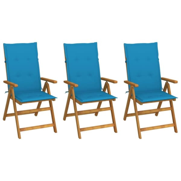 Foldbare havestole 3 stk. Med hynder massivt akacietræ - Havestol - Havestole - Home & Living