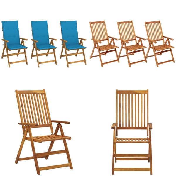 Foldbare havestole 3 stk. Med hynder massivt akacietræ - Havestol - Havestole - Home & Living