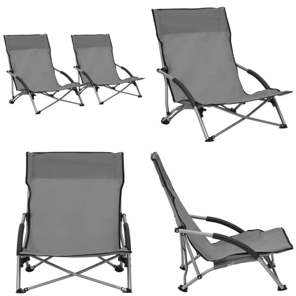 Foldbare strandstole 2 stk. Stof grå - Strandstol - Strandstole - Home & Living