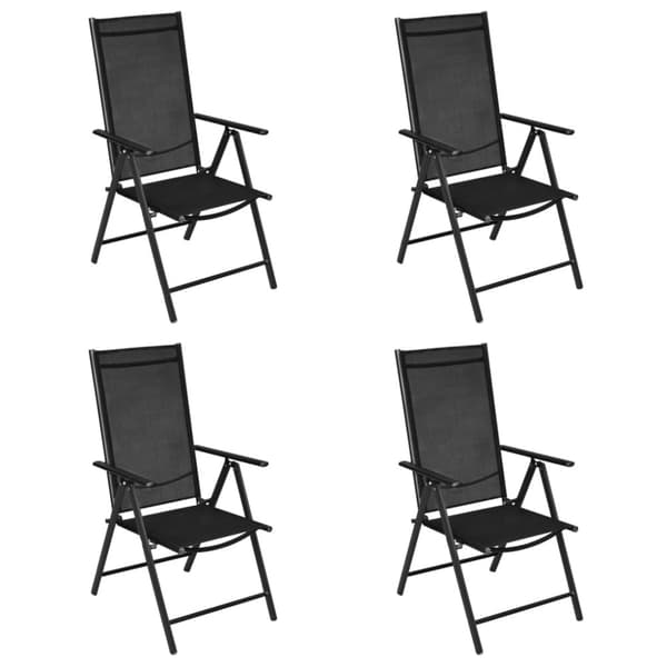 Foldbare havestole 4 stk. Aluminium og textilene sort - Udendørs Stol - Udendørs Stole - Home & Living