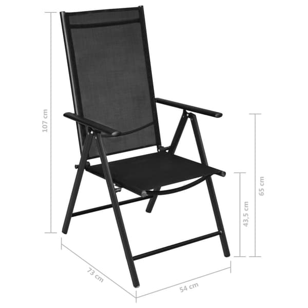 Foldbare havestole 4 stk. Aluminium og textilene sort - Udendørs Stol - Udendørs Stole - Home & Living