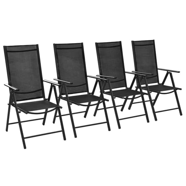 Foldbare havestole 4 stk. Aluminium og textilene sort - Udendørs Stol - Udendørs Stole - Home & Living