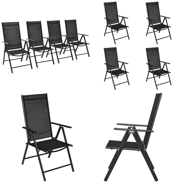 Foldbare havestole 4 stk. Aluminium og textilene sort - Udendørs Stol - Udendørs Stole - Home & Living