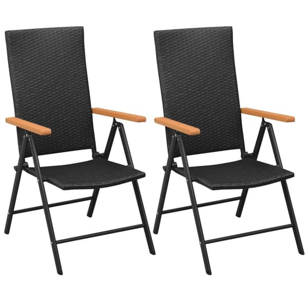 Stapelbara trädgårdsstolar 2 st konstrotting svart - Trädgårdsstolar - Trädgårdsstolar - Home & Living