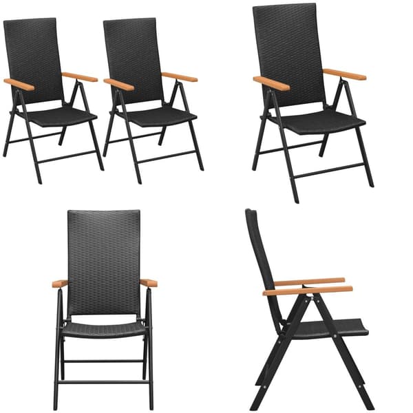 Stapelbara trädgårdsstolar 2 st konstrotting svart - Trädgårdsstolar - Trädgårdsstolar - Home & Living