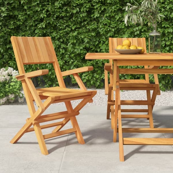 Hopfällbara trädgårdsstolar 2 st 55x61x90 cm massiv teak - Stol - Stolar - Home & Living