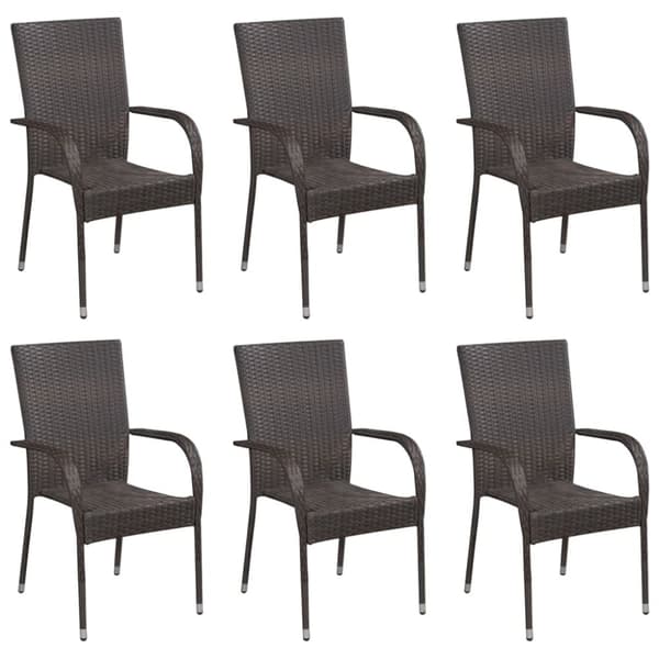 Stapelbara trädgårdsstolar 6 st konstrotting brun - Matstol - Matstolar - Home & Living
