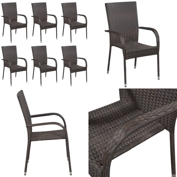 Stapelbara trädgårdsstolar 6 st konstrotting brun - Matstol - Matstolar - Home & Living