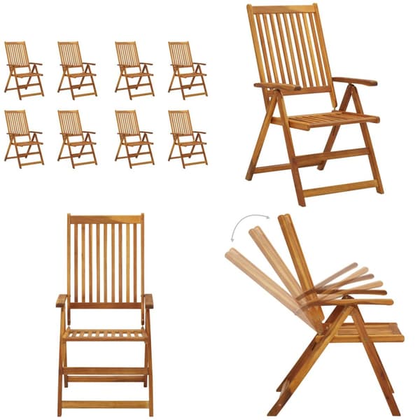 Foldbare havestole 8 stk. Massivt akacietræ - Havestol - Havestole - Home & Living