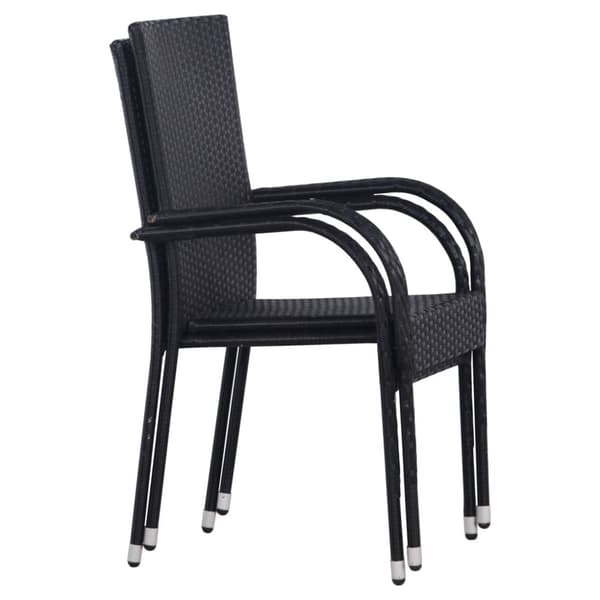 Stabelbare havestole 2 stk. Polyrattan sort - Spisebordsstol - Spisebordsstole - Home & Living