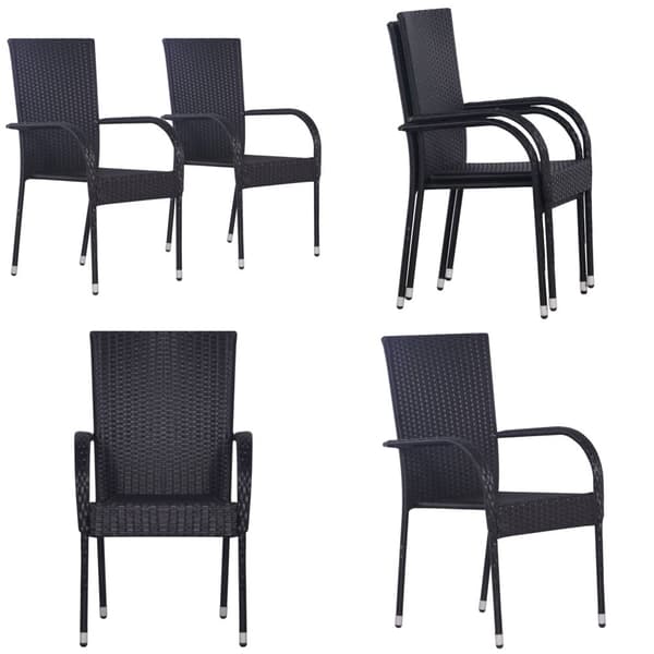 Stabelbare havestole 2 stk. Polyrattan sort - Spisebordsstol - Spisebordsstole - Home & Living