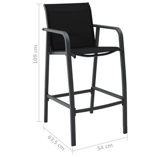 Barstole til haven 2 stk. Textilene sort - Havebarstol - Havebarstole - Home & Living