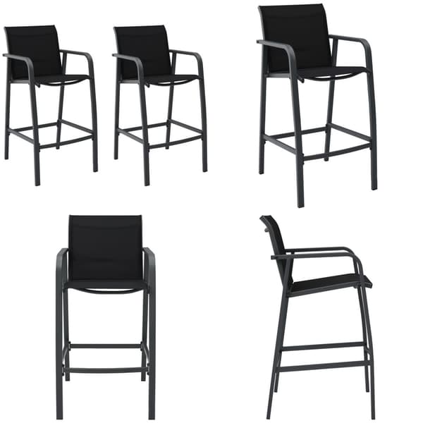 Barstole til haven 2 stk. Textilene sort - Havebarstol - Havebarstole - Home & Living