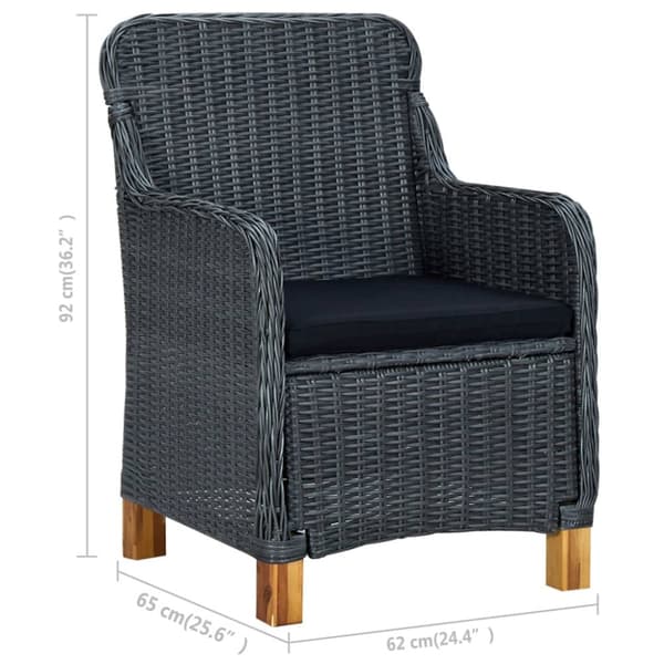 Havestole med hynder 2 stk. Polyrattan mørkegrå - Havestol - Havestole - Home & Living