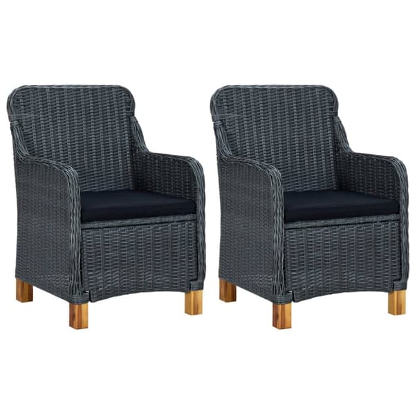 Havestole med hynder 2 stk. Polyrattan mørkegrå - Havestol - Havestole - Home & Living