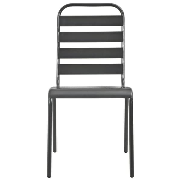 Utestolar 4 st ribbad design stål mörkgrå - Utestol - Utestolar - Home & Living