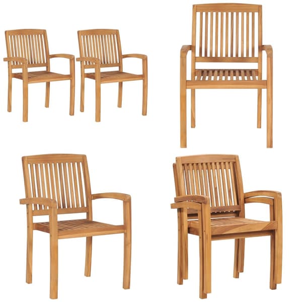 Stapelbara trädgårdsstolar 2 st massiv teak - Matstol - Matstolar - Home & Living