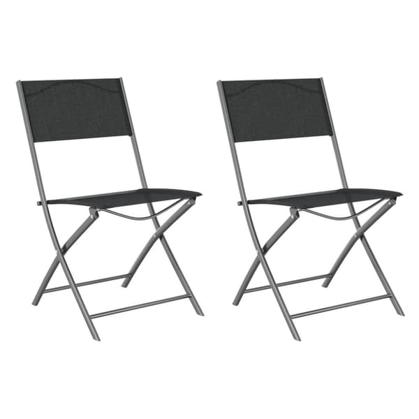 Hopfällbara trädgårdsstolar 2 st svart stål och textilen - Hopfällbar Stol - Hopfällbara Stolar - Home & Living