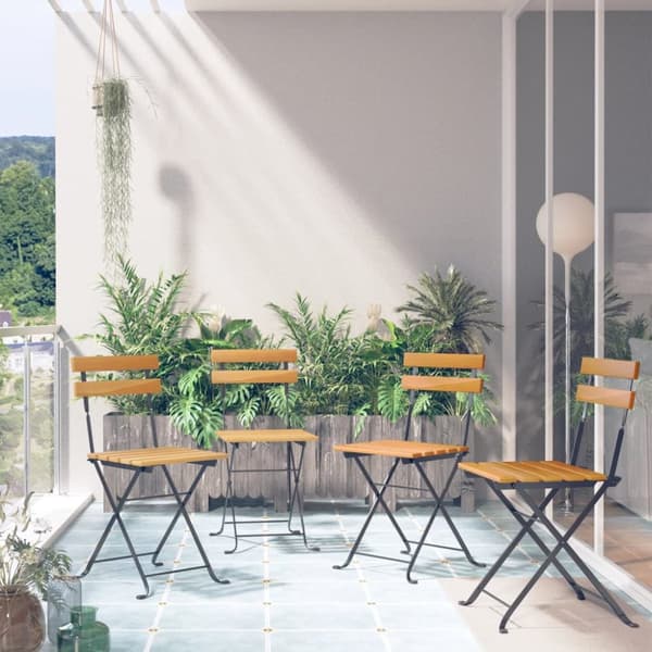 Hopfällbara caféstolar 4 st massivt akaciaträ - Trädgårdsstol - Trädgårdsstolar - Home & Living
