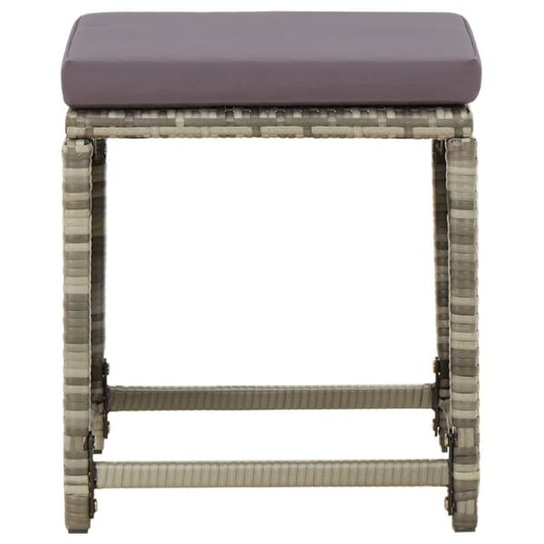 Haveskamler 4 stk. Med hynder polyrattan grå - Haveskammel - Haveskamler - Home & Living