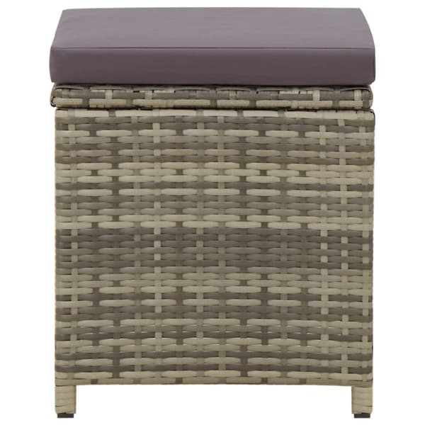 Haveskamler 4 stk. Med hynder polyrattan grå - Haveskammel - Haveskamler - Home & Living