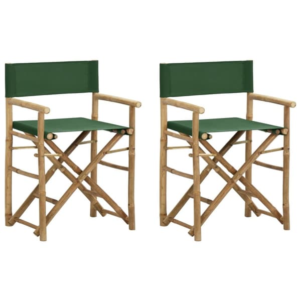 Foldbare instruktørstole 2 stk. Bambus og stof grøn - Instruktørstol - Instruktørstole - Home & Living