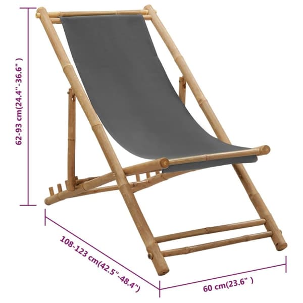 Solstol bambu och kanvas mörkgrå - Solstol - Solstolar - Home & Living