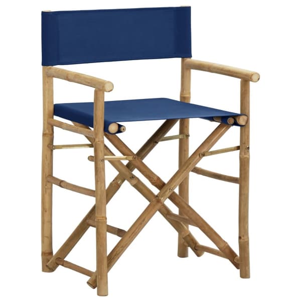 Foldbare instruktørstole 2 stk. Bambus og stof blå - Instruktørstol - Instruktørstole - Home & Living