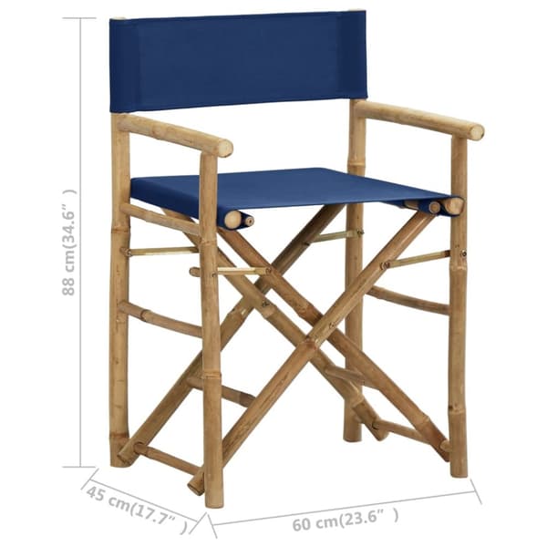 Foldbare instruktørstole 2 stk. Bambus og stof blå - Instruktørstol - Instruktørstole - Home & Living