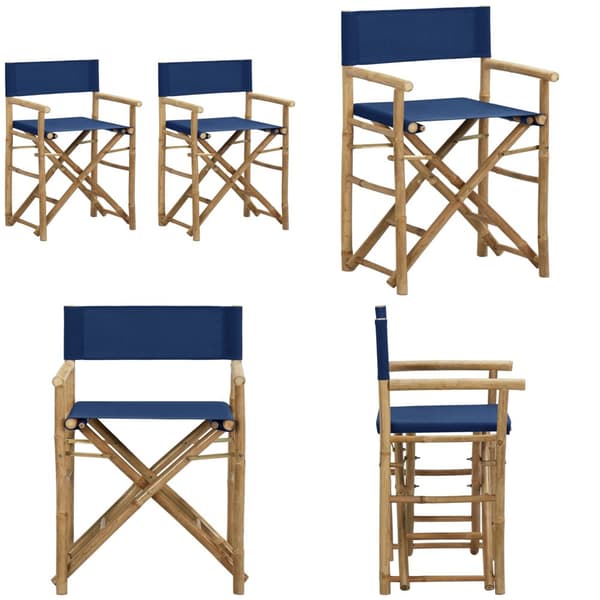 Foldbare instruktørstole 2 stk. Bambus og stof blå - Instruktørstol - Instruktørstole - Home & Living